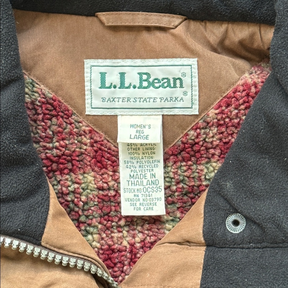 Vintage L.L. Bean Brown Baxter State Parka with Detachable Hood Women’s Large - Picture 2 of 11
